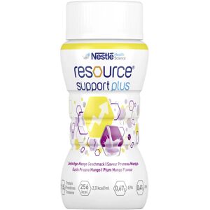 Resource Support Plus Pesca Prugna Mango Bevanda Ipercalorica e Iperproteica 4x125 ml