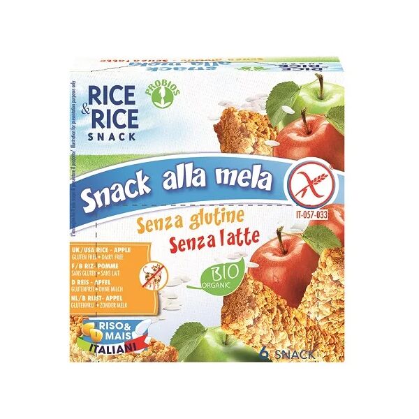 probios rice&rice snack di riso alla mela biologico senza glutine 6x21 g