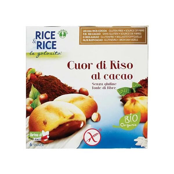 probios rice&rice cuor di riso al cacao snack biologico senza glutine 6x33 g