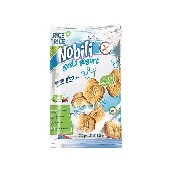 probios rice&rice nobili di riso con yogurt biologico biscotti senza glutine 250 g