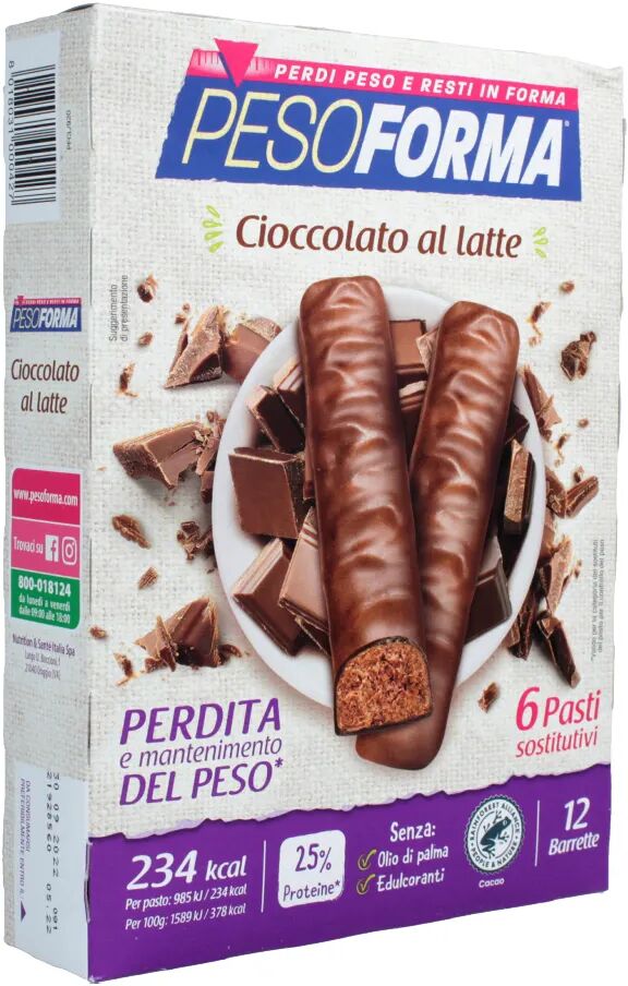 pesoforma barrette al cioccolato al latte 6 pasti