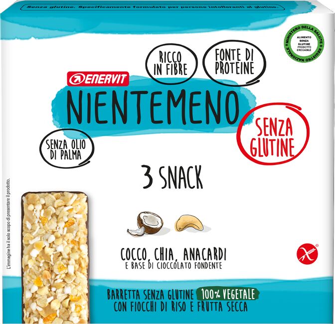 nientemeno enervit barretta cocco, chia e anacardi 3 x 33 gr