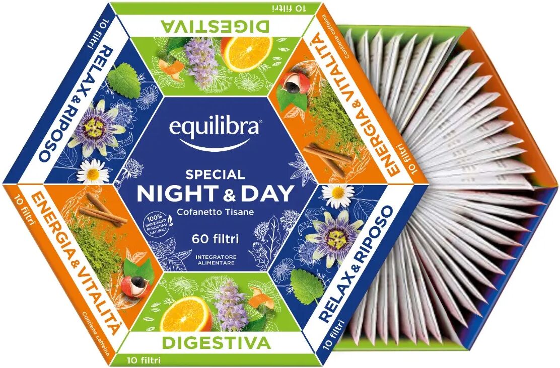 equilibra cofanetto tisane night & day 60 filtri