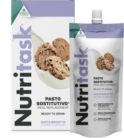 promopharma nutritask pasto sostitutivo gusto biscotto 2 pouch da 220 gr