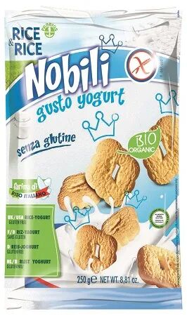 probios rice&rice nobili di riso con yogurt biologico biscotti senza glutine 250 g