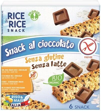 PROBIOS Rice&Rice Snack Al Cioccolato Biologico Senza Glutine Senza Latte 6x21 g