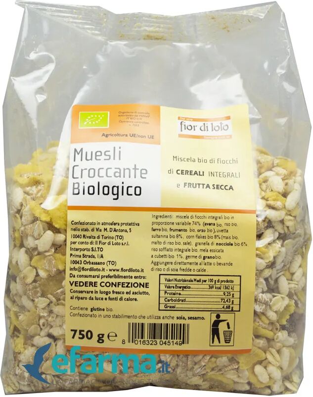 OXXIGENA Fior Di Loto Muesli Croccante Biologico Formato Famiglia 750 g