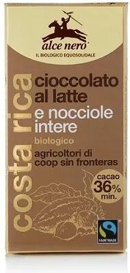 Alce Nero Tavoletta Cioccolato al Latte con Nocciole Intere Bio 100 g