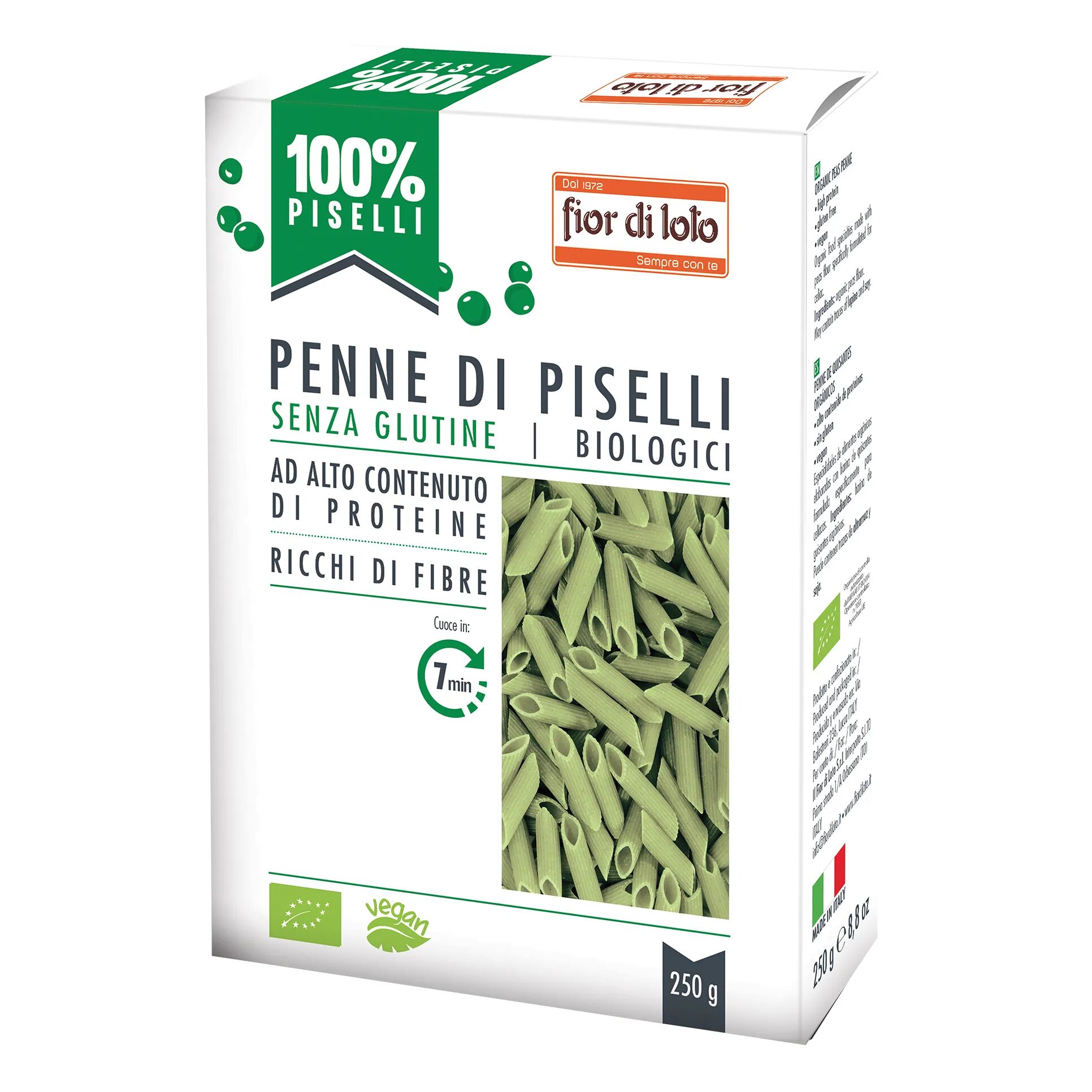 Fior Di Loto Penne di Piselli Verdi Senza Glutine Bio 250 g