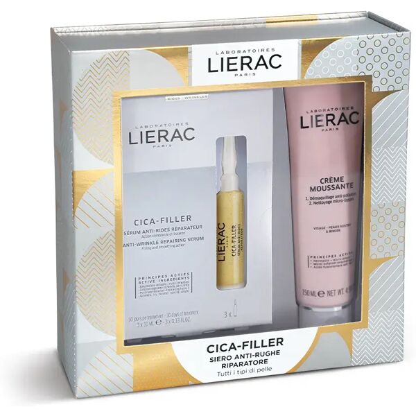 lierac cica-filler cofanetto antirughe con siero riparatore e crema mousse struccante