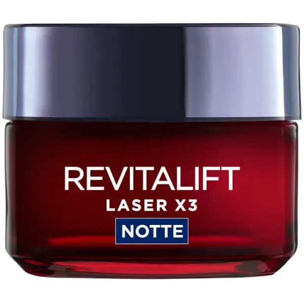 l'oréal paris crema viso notte revitalift laser x3 azione antirughe anti-età con acido ialuronico e pro-xylane 50 ml