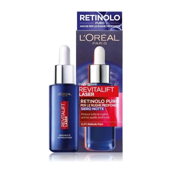 l'oréal paris siero notte revitalift laser x3 azione antirughe anti-età con retinolo puro 30 ml