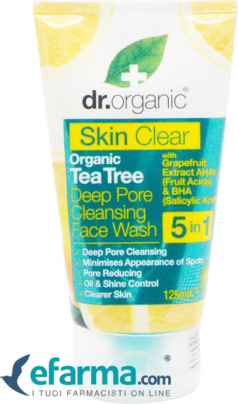 dr. organic skinclear face wash detergente viso 125 ml