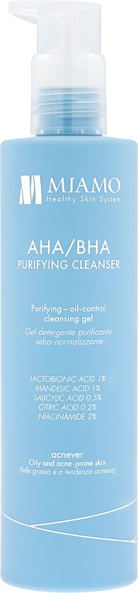 miamo acnever aha/bha purifying cleanser gel viso detergente purificante sebo-normalizzante 250 ml