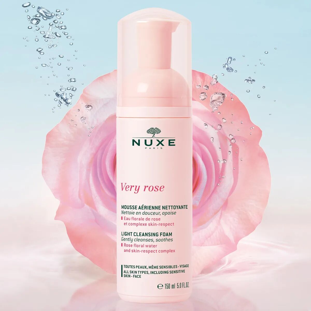 nuxe very rose mousse leggera detergente viso 150 ml