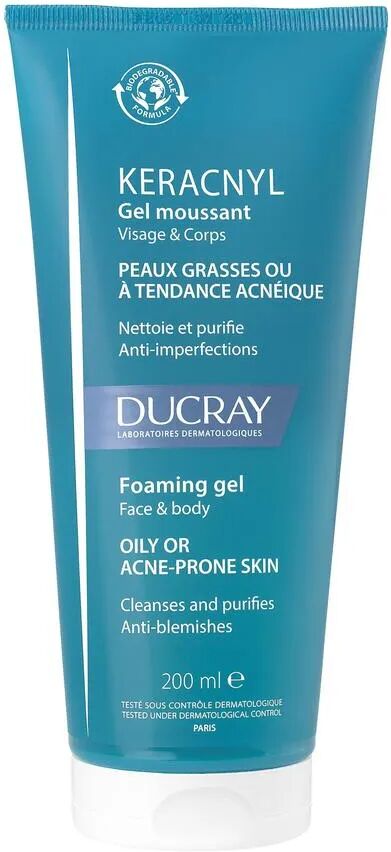 ducray keracnyl gel detergente per pelle grassa e acneica 200 ml