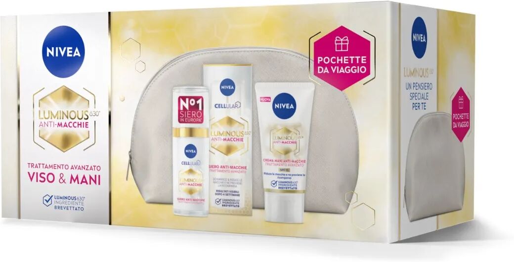 nivea cofanetto cellular luminous630 kit trattamento avanzato viso & mani siero viso e crema mani anti-macchie