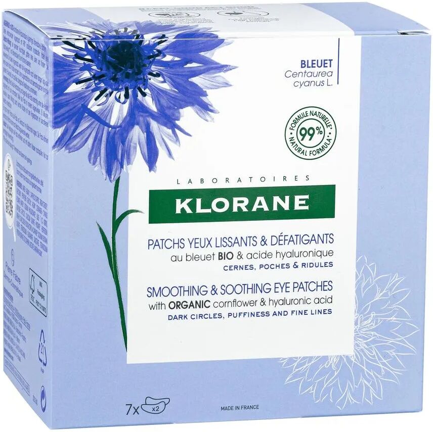 Klorane Patch Occhi Leviganti e Anti-Fatica Al Fiordaliso BIO e Acido Ialuronico 7 Pezzi