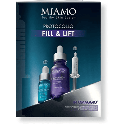 Miamo Protocollo Fill&Lift per Rughe di Tono Con Siero anti-rughe 30 ml + in Regalo Siero Tensore 10 ml e Siero ad Azione Booster 1 ml Miamo Protocollo Fill&Lift per Rughe di Tono Con Siero anti-rughe 30 ml + in Regalo Siero Tensore 10 ml e Siero ad Azione Booster 1 ml