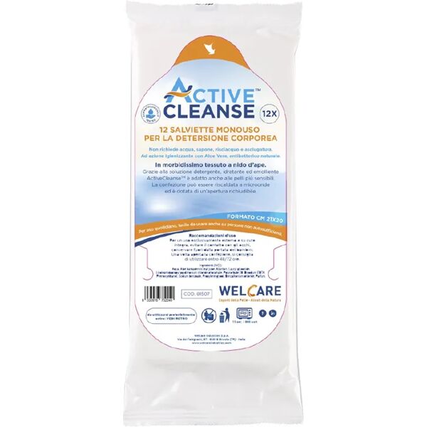 welcare active cleanse salviette monouso per la detersione corporea con aloe vera 12 salviette