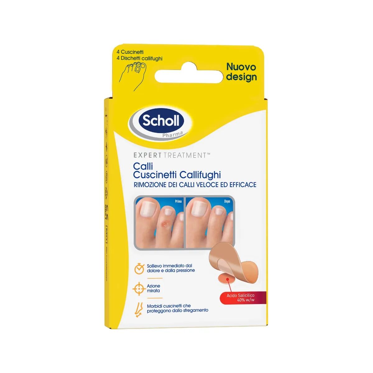 dr. scholl scholl cerotti callifughi rimozione calli duri 4 cerotti + 4 dischetti