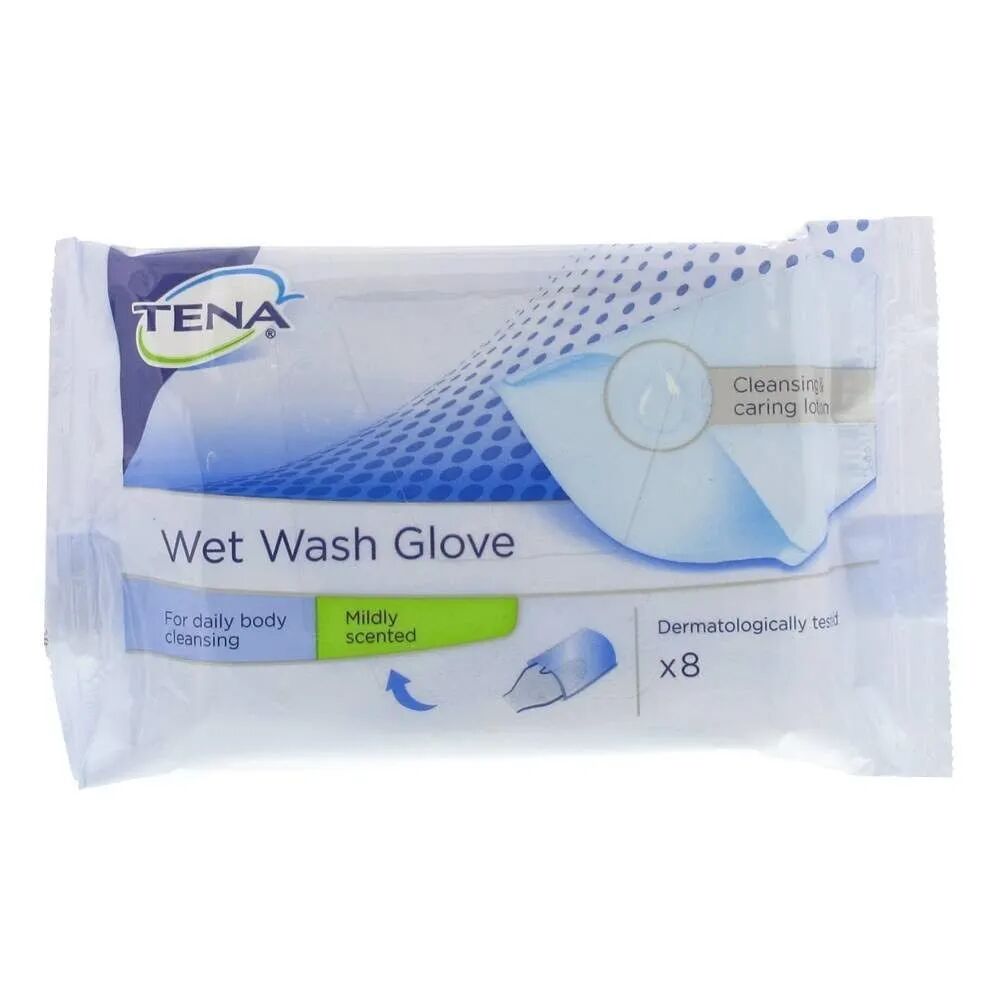 TENA Wet Wash Glove Guanti Per La Pulizia Quotidiana Del Corpo 8 Pezzi
