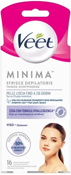 Veet Minima Strisce Depilatorie Viso 16 Pezzi