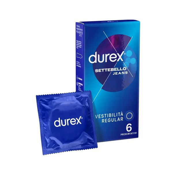 durex settebello jeans preservativi con forma easy-on 6 pezzi