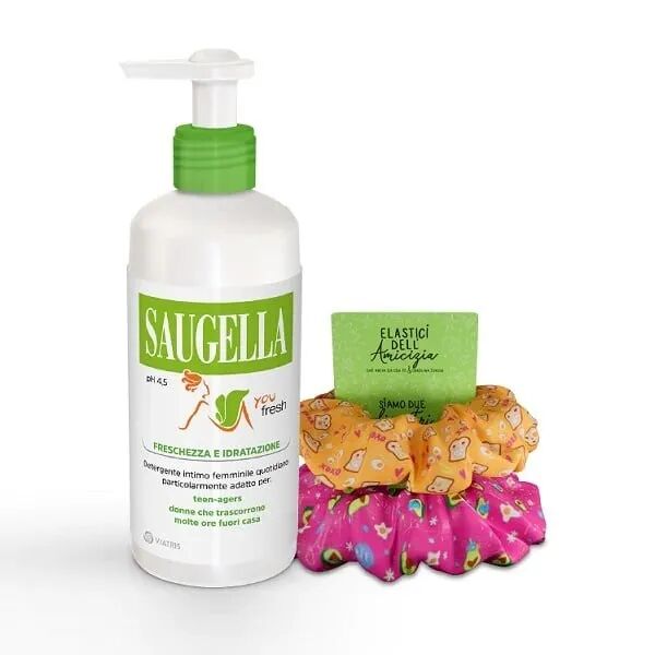 saugella bundle you fresh special edition detergente intimo + 2 elastici per capelli in regalo