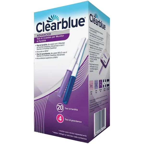 clearblue advanced test di ricambio per monitor di fertilità 20 test di fertilità + 4 test di gravidanza