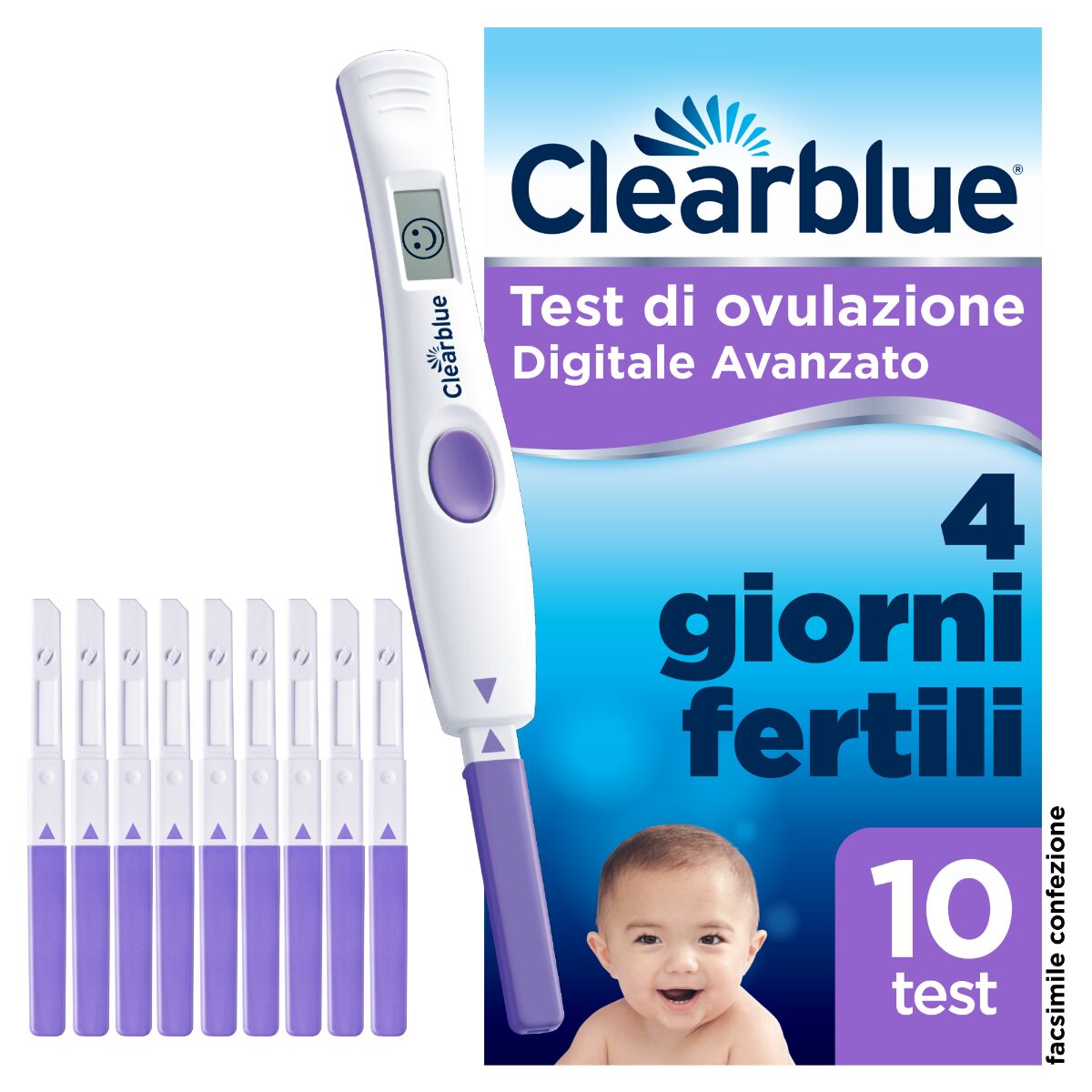 clearblue test di ovulazione digitale avanzato aumenta le tue probabilità di rimanere incinta 1 portastick digitale e 10 sticks