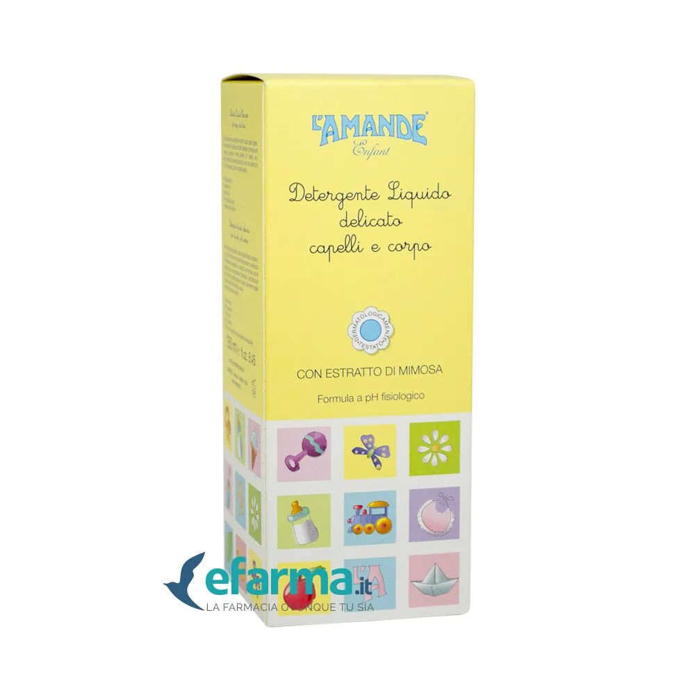 l'amande enfant detergente liquido delicato bambini corpo capelli 250 ml