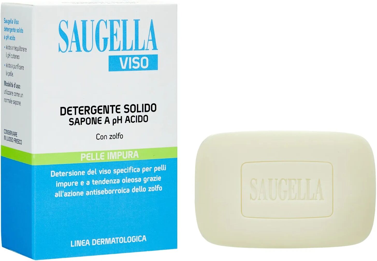 saugella viso detergente solido ph acido sapone allo zolfo pelle impura 100 g