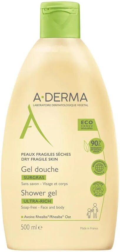 a-derma les indispensables gel doccia surgras 500 ml