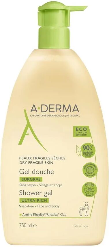 a-derma les indispensables gel doccia surgras flacone 750 ml