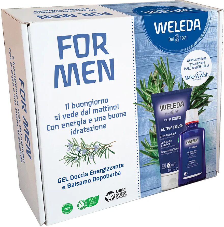 weleda box for men gel doccia energizzante + balsamo dopobarba