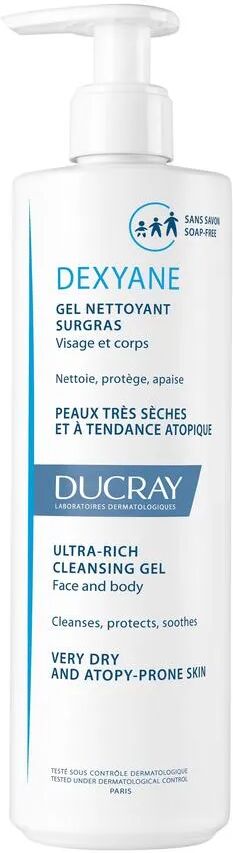 Ducray Dexyane Gel Detergente Surgras Pelle Atopica Viso e Corpo 400 ml