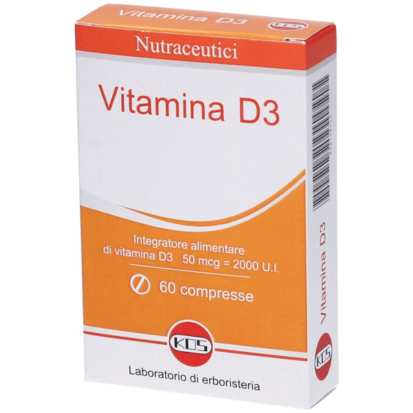 Kos Vitamina D3 Integratore Alimentare per Ossa, Denti e Sistema Immunitario 60 Compresse