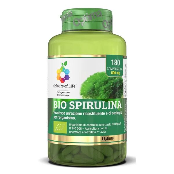 colours of life optima bio spirulina integratore ricostituente 180 compresse