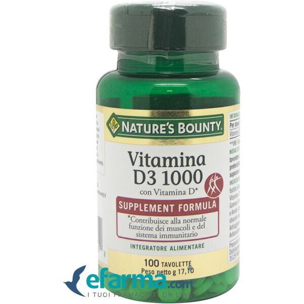 nature's bounty vitamina d3-1000 integratore ossa e denti 100 tavolette