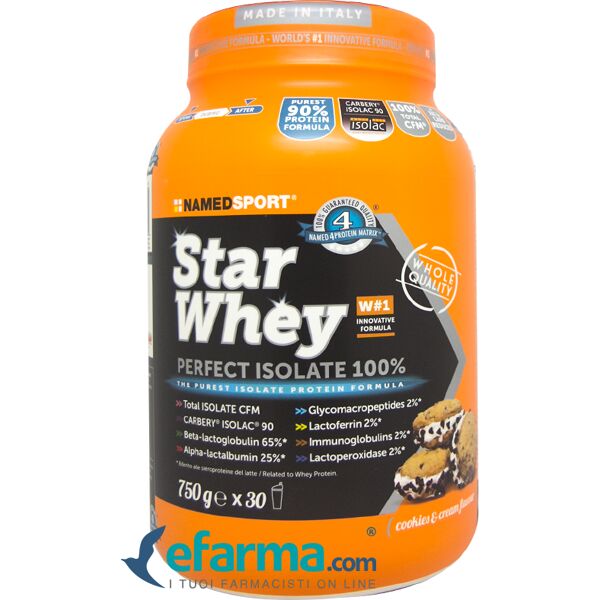 named sport star whey isolate cookies&cream integratore di proteine isolate del siero del latte 750 g