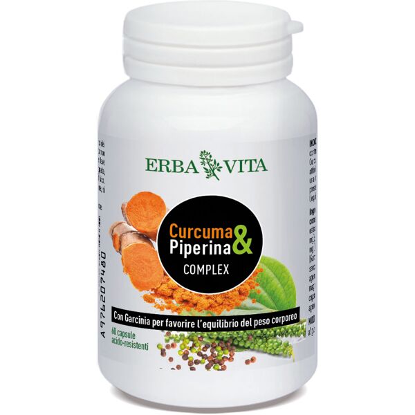 erba vita curcuma & piperina complex integratore metabolismo 60 capsule