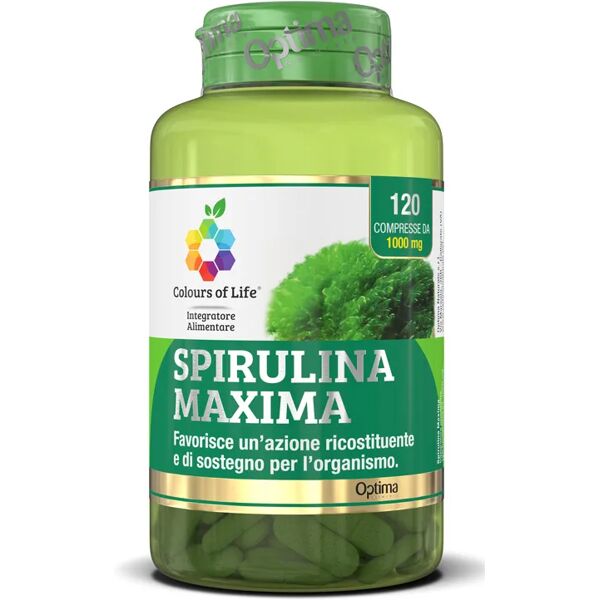 colours of life optima spirulina maxima integratore ricostituente 120 compresse