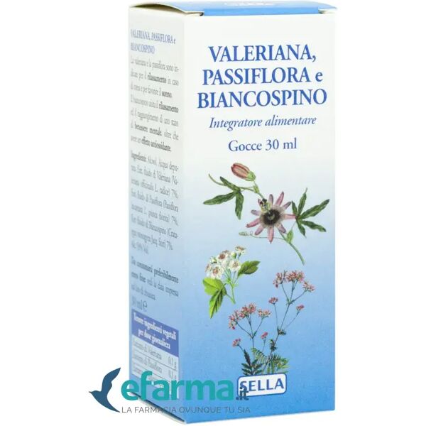 sella valeriana passiflora biancospino integratore sonno e relax gocce 30 ml