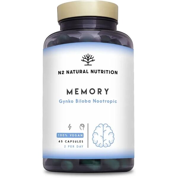 n2 natural nutrition ginkgo biloba e nootropi integratore per la memoria vegan 45 capsules