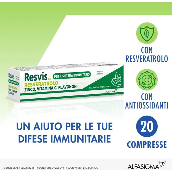 resvis xr alfasigma integratore antiossidante e difese immunitarie 20 compresse effervescenti