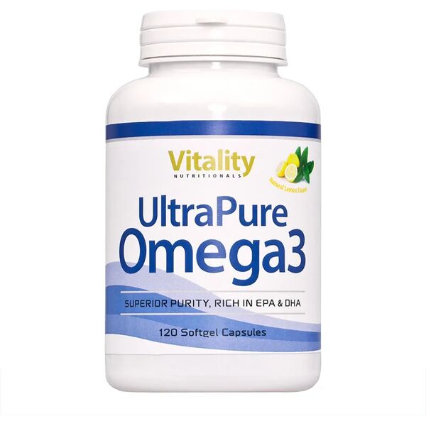 vitality nutritionals vitality ultrapure omega 3 1000mg integratore con 400mg epa + 300mg dha 120 capsule soft gel