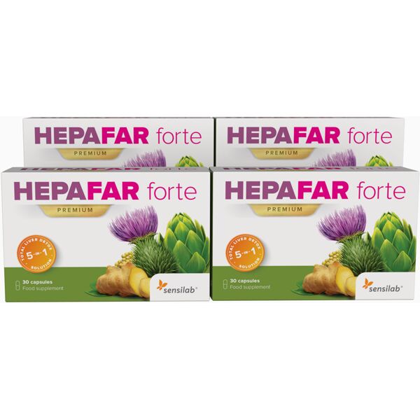 sensilab hepafar forte premium integratore disintossicante per fegato 4 confezioni da 30 capsule