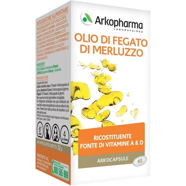 arkopharma arkocapsule olio di merluzzo integratore 60 capsule