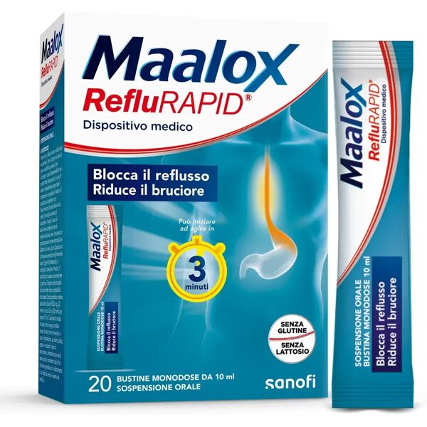 maalox reflurapid integratore per il bruciore di stomaco 20 bustine